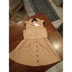 Derek Lam 10 Crosby Sleeveless Utility Shirtdress Camel Tan TS615751PPO Medium